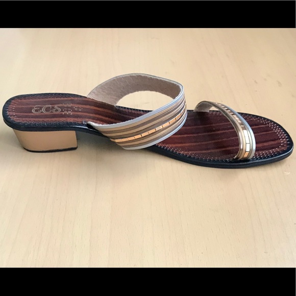 NWOT-South Asian Metallic Slip on Sandal - Picture 3 of 6
